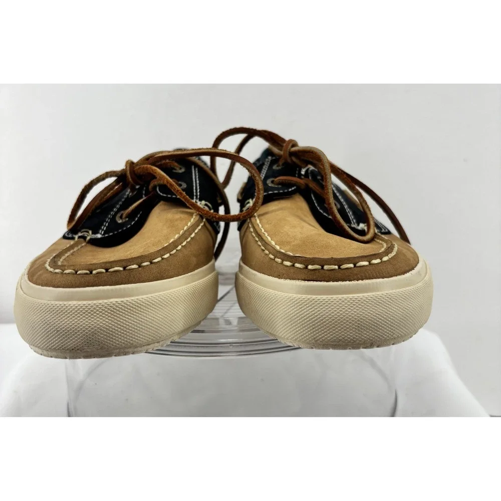 Sebago Docksides Boat Shoes Men's Size 8M Tan Navy Suede Leather Moc Toe Lace Up